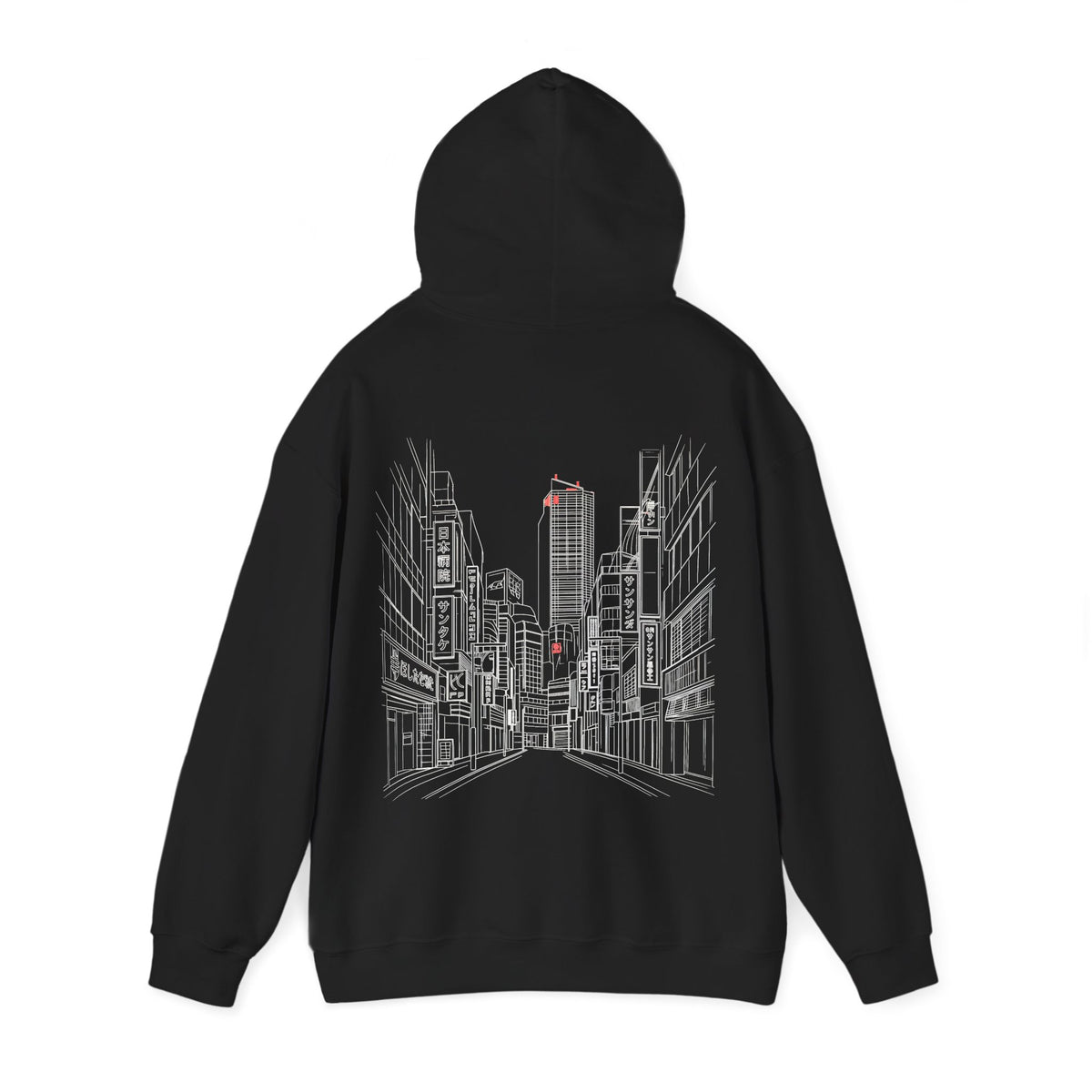 Timeless Hoodie — Minimal Futuristic Cityscape Hooded Sweatshirt
