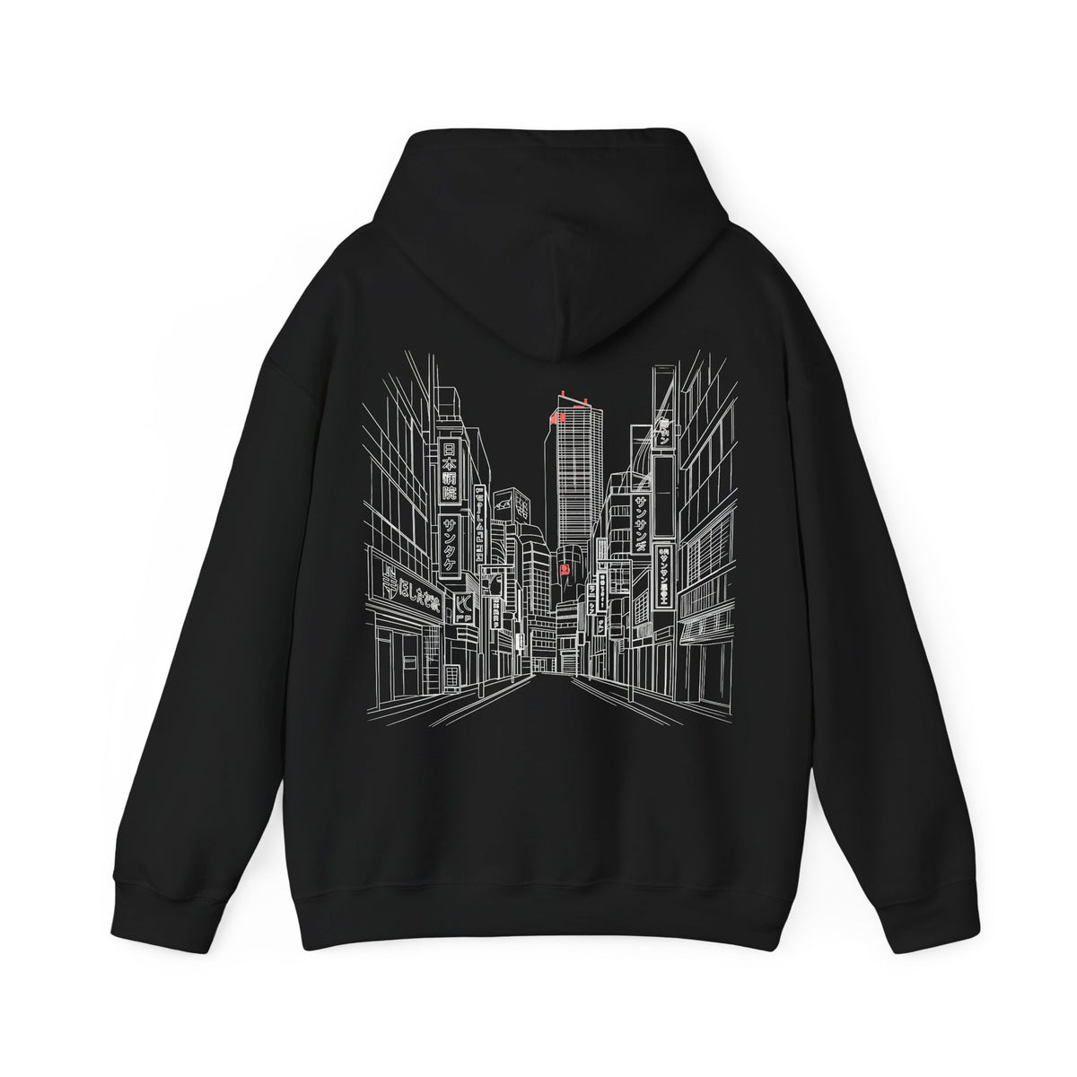 Timeless Hoodie — Minimal Futuristic Cityscape Hooded Sweatshirt