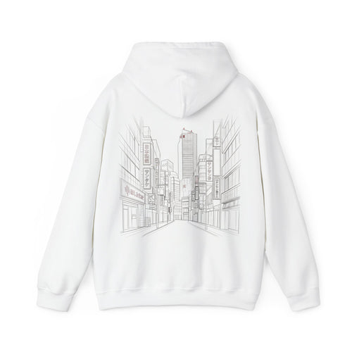 Timeless Project M33 Hoodie — Minimal Cityscape Graphic Hooded Sweatshirt